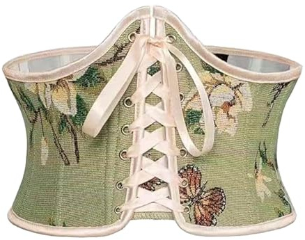 XDGBGFN Ceinture Corset Renaissance - Style Palais Médiévale Imprimée pour Femme et Fille, Ajustée, Vert, 77