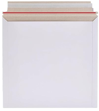 SMART BUYS 12 LP Record Mailers - Pack of 10 - Strong White Cardboard Peel & Seal Envelopes for Vinyl Records - 340x340mm - Reinforced Seams for Secure Shipping