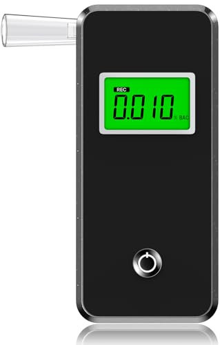 Hoonyer Etilometro Portatile Certificato, Professionale Digitale Alcol Test con Display LCD Blu Digitale, Etilometro Portatile Personale per Uso Domestico e Professionale(10 boccagli)
