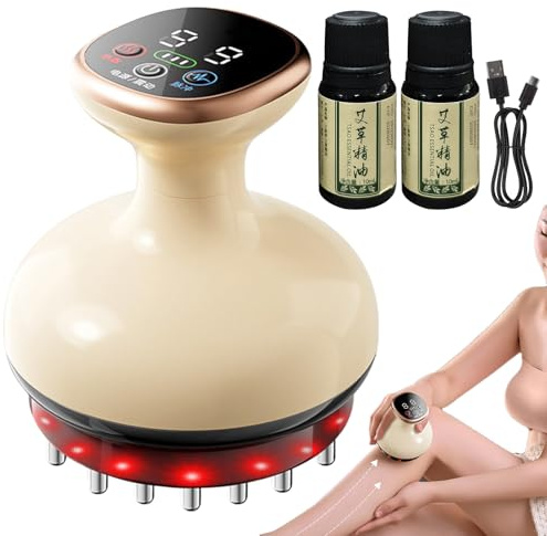 Anti-celluliter massageapparat, liten massageapparat mot celluliter – handhållen fettvägsenhet med 9-stegs justering och rött för kvinnor och män