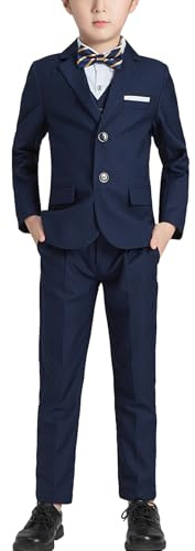 amropi Traje de Niños 4 Piezas Conjunto de Boda Caballero Blazer y Pantalón y Blusas y Pajarita Ropa de Formal Boda para 1-13 años