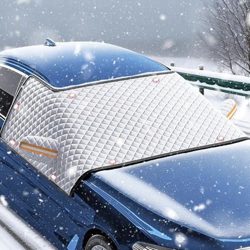 ELNLE Auto Scheibenabdeckung Winter Frontscheibenabdeckung Winter Magnet Windschutzscheibenabdeckung Frostschutz Auto Frontscheibe - Ganzjährig Geeignet (Front- & Seitenfensterabdeckung)