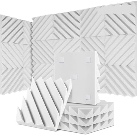 Ljudisolerande väggpaneler 12/24 st hemstudio akustisk absorberande panel spår ljudabsorberande hög densitet 3d dekorativa väggpaneler (LXC-vit, 12 st, hög densitet)