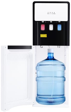 Goddlgjik Distributore elettrico di acqua fredda calda da 500 W, doppia funzione, da pavimento, con 3 uscite d'acqua e carico a pavimento, per casa, ufficio, soggiorno, hotel, appartamenti