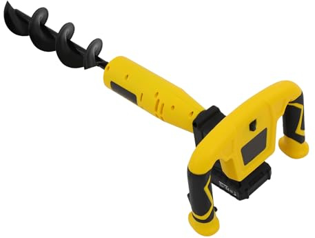 jiumxliu Tarière sans fil pour poteaux de terre, foret de clôture pour le jardinage, tarière électrique 20 V pour poteaux, foret hélicoïdal de jardin pour creuser rapidement