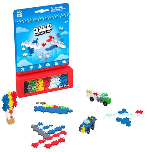 Plus Plus – Bloque de Actividad Infantil – 125 Piezas – Tema Transporte, Aviones, Barcos, Coche, camión, Juego de construcción Infantil a Partir de 5 años – Juguete Educativo y juguetón para niña y