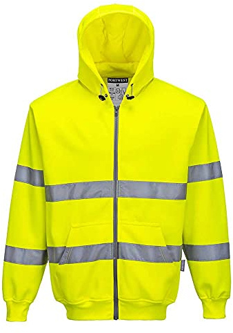 Portwest B305 Felpa con Cappuccio e Zip Alta Visibilità, Giallo, L
