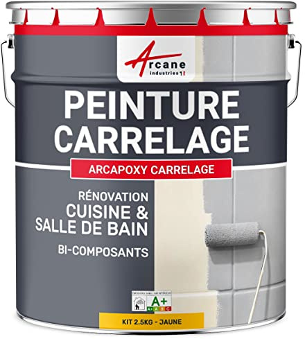VERNICE PER PIASTRELLE CUCINA E BAGNO - ARCAPOXY PIASTRELLE - Giallo Traffico - RAL 1023 - ARCANE INDUSTRIES