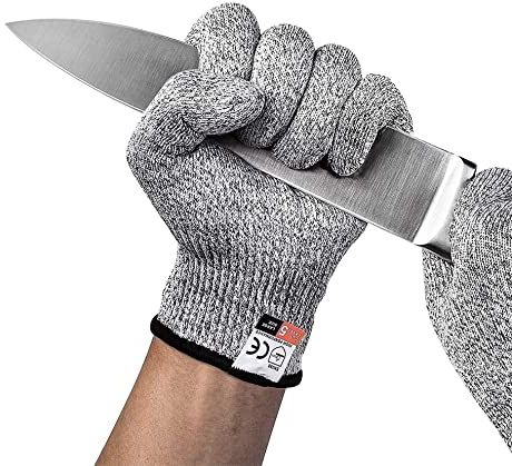 Cut Resistant Gloves, Work Gloves, Food Grade Level 5 Protection, Safety Kitchen and Outdoor Cut Gloves (Medium)