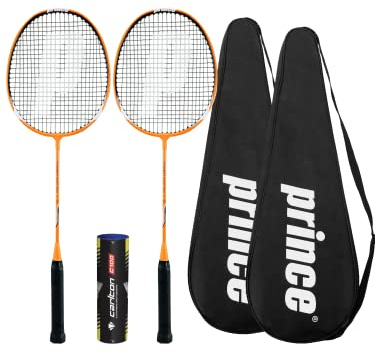 Prince Power 75 Ti Badminton Rackets (x2) + Covers + 6 Shuttles (Vortex x 2 + Covers + Shuttles)