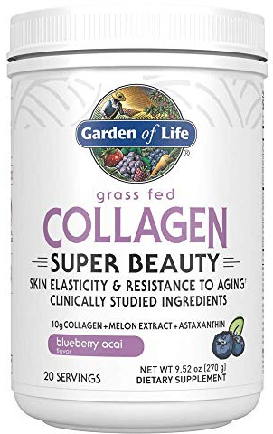 Garden of Life Grass Fed Collagen Powder, Blueberry Acai, Hydrolyzed Collagen Peptides Powder Supplement Drink Mix, 20 Servings