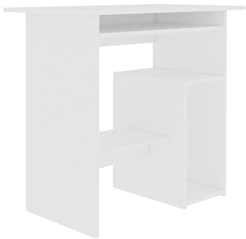 vidaXL Escritorio de Ordenador Despacho Ejecutivo Oficina Estudio Robusto Estable Simple Madera Contrachapada Blanco 80x45x74 cm
