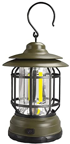 Bulbright LED campinglykta, LED vintage stormlykta, bärbar lykta för inomhusrum utomhus trädgård camping gård uteplats veranda (grön), svart (CAMP1)