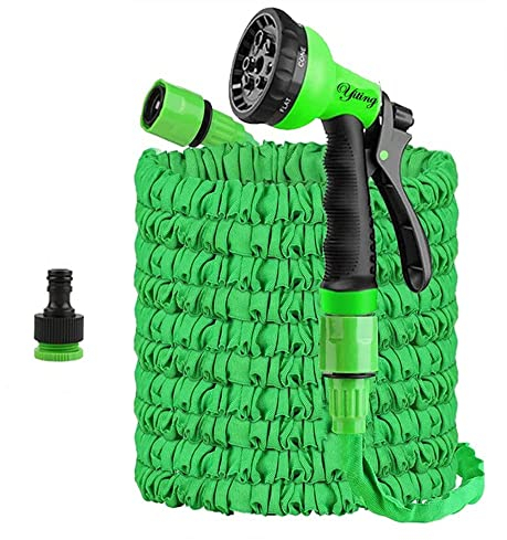 Yiting Flexibler Gartenschlauch, 5m/10m/15m/20m/30m/50m/45m/60m Schlauch, Flexibel Wasserschlauch mit 8 Sprühfunktionen und 1/2' 3/4' Zoll, Garden Hose dehnbarer flexiSchlauch