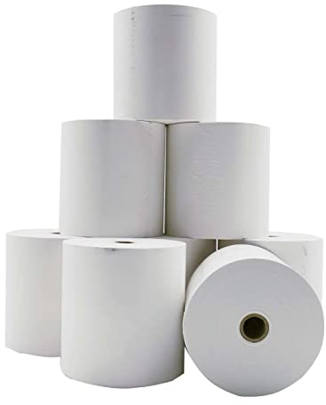 Rollo Papel Térmica para Cajas 80x80x12cm para Impresoras TPV,Sin Bisphenol A (16 unidad)