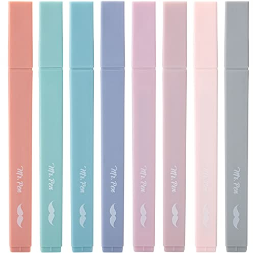 Mr. Pen- Aesthetic Cute Highlighters, 8 pcs, Chisel Tip, Earthy Colors, Assorted Colors,No Bleed Bible Pastel Highlighter Set, Back to School Supplies