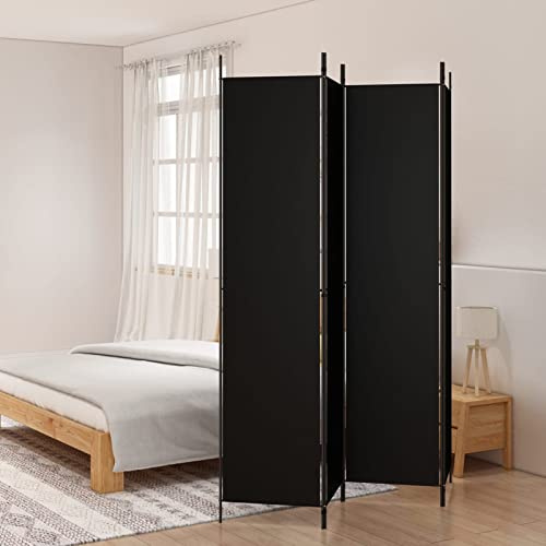 Tidyard Skärmskydd, Skärmvägg, Avdelning, 4-paneler, Fold, Svart tyg och stål, 200x220 cm, Separat för interiör, Separera skärmskydd, Inre avdelning
