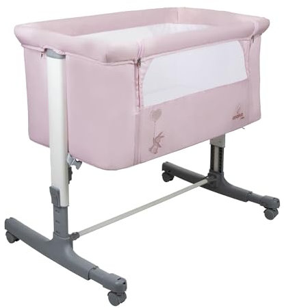 Asalvo Minicuna Colecho 2 en 1 con Fijación a la Cama - Función Balancín + Altura Ajustable + Laterales Transpirables - para Dormir Cerca del Bebé con Comodidad y Seguridad - Calm Rosa