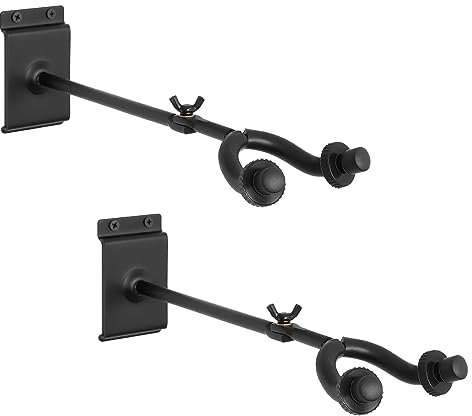 STRICH Gitarren-Wandhalterung, 2 Stück, Multi-Winkel, verstellbare Metall-Gitarrenhaken, Halter für Instrumente, Display-Set (nur 2 Haken)