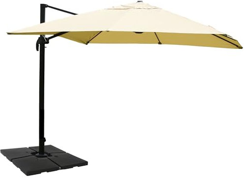 Décoshop26 Parasol Professionnel Restaurant pour Jardin terrasse 3x4m (Ø5m) Polyester Aluminium/Acier 26kg crème avec Pied 04_0003312
