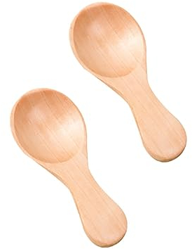 2 Mini cuillères en bois à manche court, idéales pour les petits pots de confiture épices condiments Sucre Miel Café thé moutarde crème glacée poudre de lait, accessoires de cuisine (kaki)