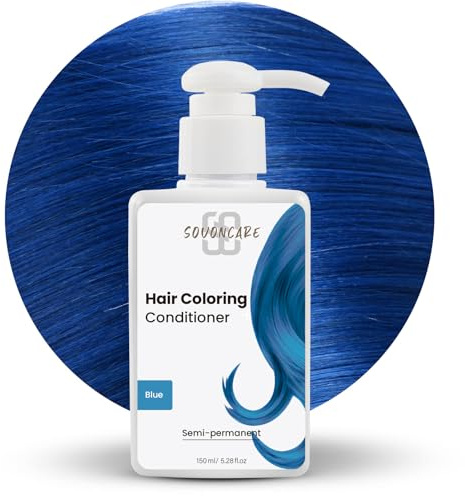 SOVONCARE Hair Color Depositing Conditioner, Blue Semi Permanent Hair Color Conditioner for Colored Hair 5.28 OZ, Hair Dye Conditioner Results in 10 Mins, Haircare Color Cruelty-Free