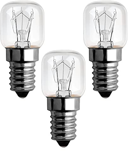 SCNNC E14 Oven Light 120LM Warm White 2300K, 300 Degree Heat Resistant T22 Bulb for Himalayan Salt Lamp, Microwave, Fridge - Pack of 3