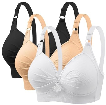 Sllowwa Lot de 3 soutiens-gorge minimiseurs pour femme - Mince et confortable - Respirabilité - Grande taille - Avec boucle - Col en V profond - Soutien-gorge sans armatures - Soutien-gorge sans