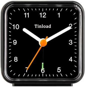 Tinload Sveglia analogica classica da viaggio con funzione snooze e luce, dimensioni compatte, movimento al quarzo silenzioso, sveglia Crescendo, quadrante nero/nero