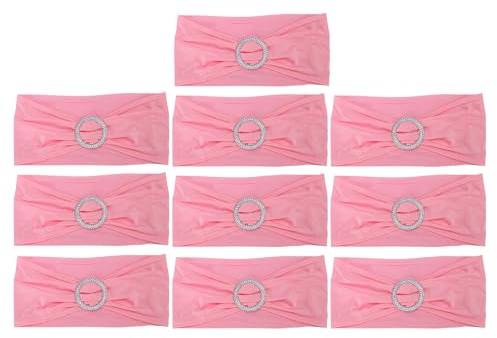 CAPASTEC Lazos para Fajas de Sillas 10pzs, Bandas de Licra para Cubrir Sillas con Hebilla Deslizante, Cintas de Sillas Elásticas para Bodas Navidad, 35x15cm, Rosa