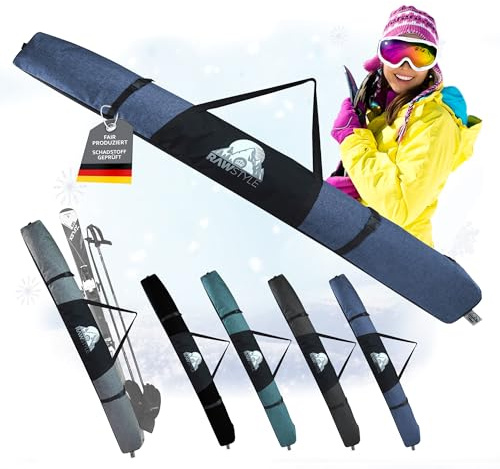 Rawstyle Sac de ski pour adultes - Étanche - 160 cm ou 180 cm - Pour sports d'hiver - Modèle 3 (bleu marine chiné, 180 cm)