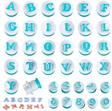GIDWRIY 36 Stück Fondant Ausstecher Buchstaben und Zahlen,Ausstechformen Fondant GroßBuchstaben Zahlen,Alphabet Stempel für Kekse,Torten Deko Ausstecher Kekse,Keksformen Plastik,Backzubehör