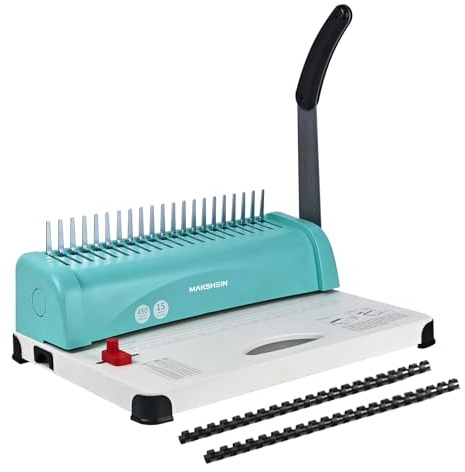 Comb Binding Machine, 21-Hole, 450 Sheets Capacity, Punch up to 15 Sheets,Punch Comb Binder Machines for Letter Size A5/A4 Paper with 100pcs 1/4 Binding Spines