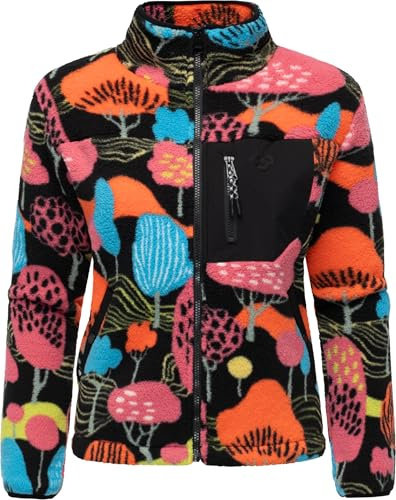 Ragwear Dam plyschjacka kort teddyfleece-jacka varm med hög krage och bröstficka Alaris XS-6XL, Multicombo25, M