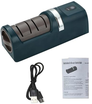 Acouto Affilacoltelli Elettrico Portatile USB, Funzionamento a Batteria Ricaricabile, Affilatura Efficiente per Coltelli da e Forbici, Ideale per il Campeggio e l'uso all'aperto (GREEN)