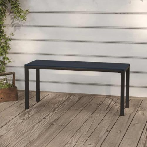 Vanitopaz Trädgårdsbänk 110 cm av stål och WPC, svart, väderbeständig, stabil sittplats för terrass, balkong, trädgård med ryggstöd och armstöd, utrymmesbesparande, robust, lämplig för utomhusbruk