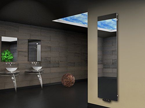 Badheizkörper mit Spiegel Design Montevideo 3 Spiegelfront 180x47cm 1118 Watt Spiegel SZAGATO Handtuchwärmer Handtuchtrockner Handtuchhalter Paneelheizkörper vertikal Flachheizkörper design
