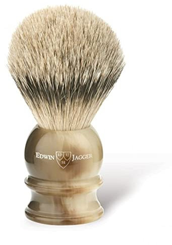 Edwin Jagger Imitation Horn Shaving Brush (Silver Tip)