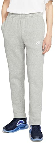 NIKE Men's NSW Club Pant Open Hem, Dark Grey Heather/Mattelic Silver/White, Medium