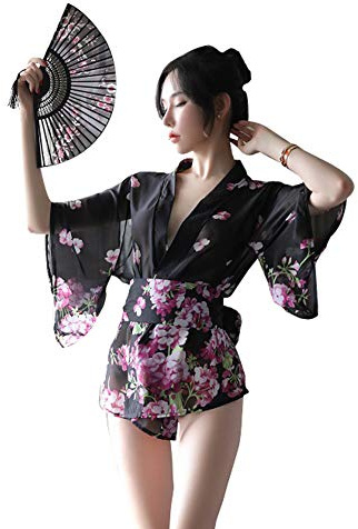 HNGPB Giapponese Blossoms Kimono per le donne Cosplay Lingerie Abito corto Abito Mini Vestito