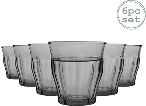 Duralex® Collection Le Picardie®|Verre à Eau,jus, Soda Couleur Gris 25 cl | Lot de 6 pièces | Verre Ultra résistant aux Rayures, Compatible Micro-Ondes et Lave-Vaisselle, Made in France