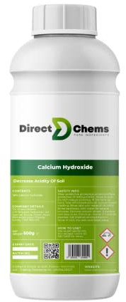 DIRECTCHEMS Calcium Hydroxide 500g - Garden Lime Powder | Soil Conditioner | Acidic Soil Amendment | Soil pH level Improver
