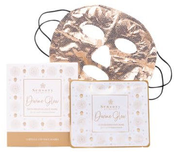 3 Sensory Retreats Divine Glow Self-Heating Face Mask Box of 3, Heated Sheet Mask, Hydrating Facial Mask, Facial Mask, Spa Facial, Relaxation