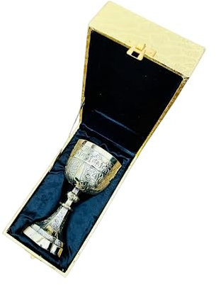 Calice Verre à vin en laiton avec boîte Calice Vintage Fait à la main Royal Fantasy Verre en relief