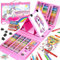HappyGoLucky Geschenk Mädchen 4 5 6 7-10 jahre, Malset für Kinder Coole Sachen für Teenager Mädchen Buntstifte Set Wachsmalstifte Malkasten Malkoffer Sachen für Mädchen Spielzeug ab 4-12 jahre Mädchen