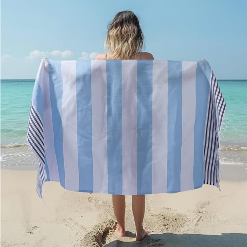 JEMIDI Saunatuch Damen 100x180cm Hamamtuch - Leicht und Schnelltrocknend - Saunahandtuch Herren - Strandtuch XXL - 100% Baumwolle - Großes Badetuch - Hamamtuch Sauna Handtuch Blau