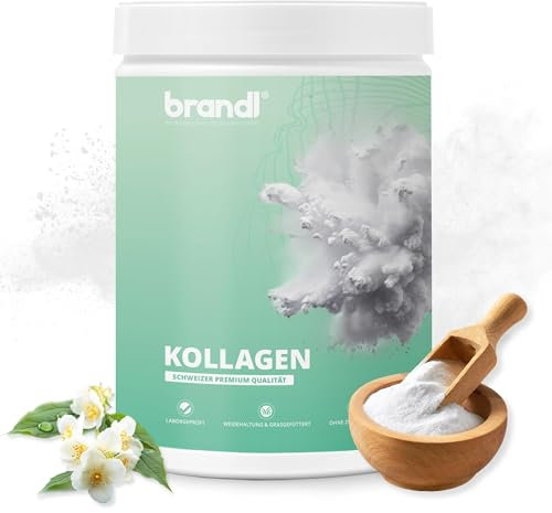 Kollagen Pulver aus Schweizer Weidehaltung | Geschmacksneutral & unabhängig laborgeprüft | 550g Premium Collagen Pulver von brandl & Collaswiss