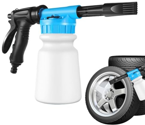 Cannone in schiuma per auto, cannone in schiuma per tubo d'acqua - Spruzzatore di pulizia - 1 litro di pulizia di auto in schiuma in schiuma in sapone pressurizzata a mano si collega a rondelle di ali