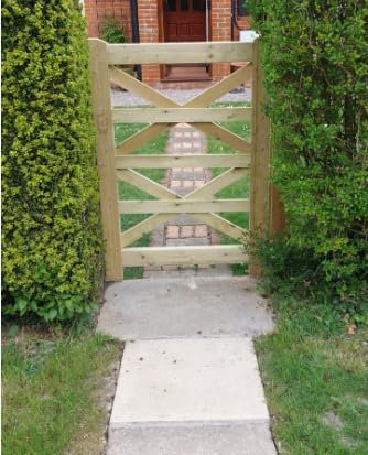 Wooden Cross Brace Garden Gate Pedestrian Pressure Treated 3ft 90cm High x 75 cm Wide x 5 cm Deep