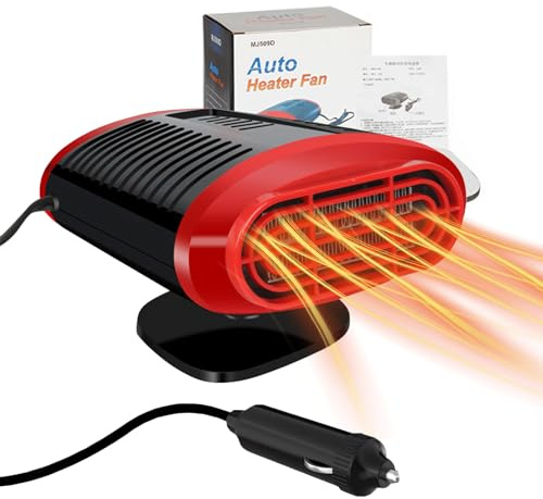 Chuankefanxing Auto Heizung 12V, 150W Tragbare Autoheizung Heizlüfter mit Zigarettenanzünder-Stecker, 2 in 1 Heizung Kühlung Auto Fenster Defroster Demister, Auto Heizlüfter 180° Drehbarer für Auto